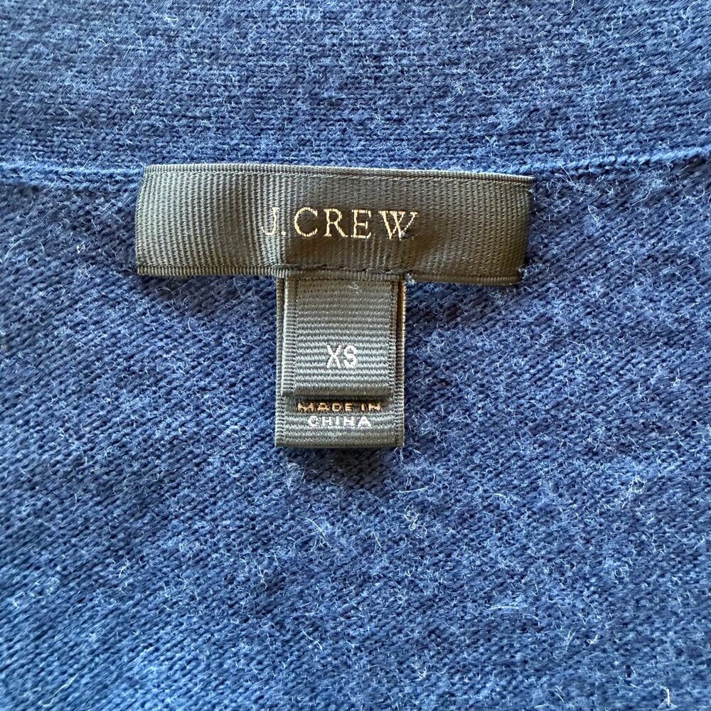 J.Crew Wool Cashmere Windowpane Plaid Cardigan Sweater Navy Blue XS EUC - Picture 6 of 12